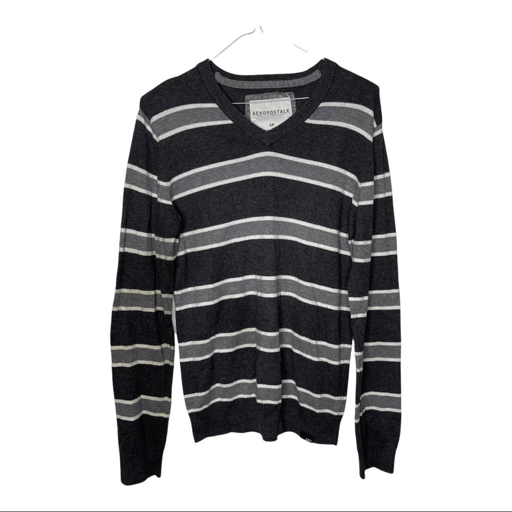 Aeropostale Mens Striped V Neck Pullover Sweater Size Small
